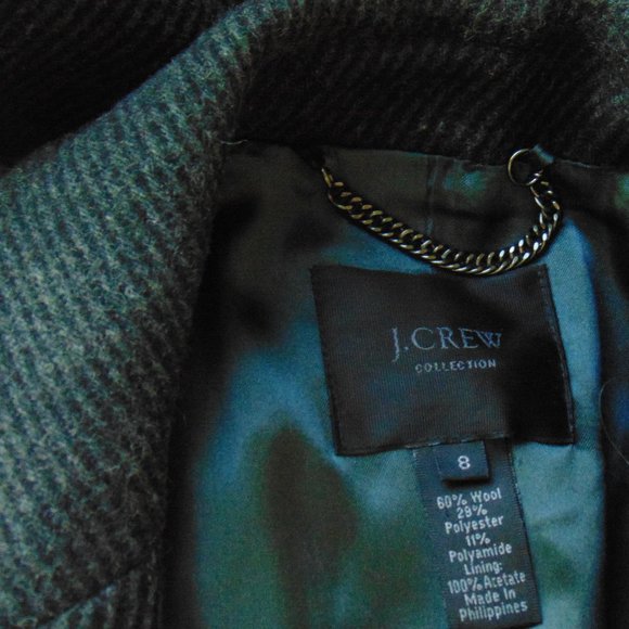 J. Crew Collection Gray Wool Blend Pinstriped Pea Coat Jacket 8 - Picture 6 of 6